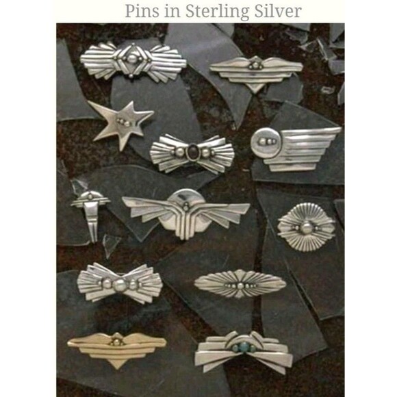 Vintage Native American David Dear Santa Fe Sterling Brooch 2" 15g - Picture 9 of 9